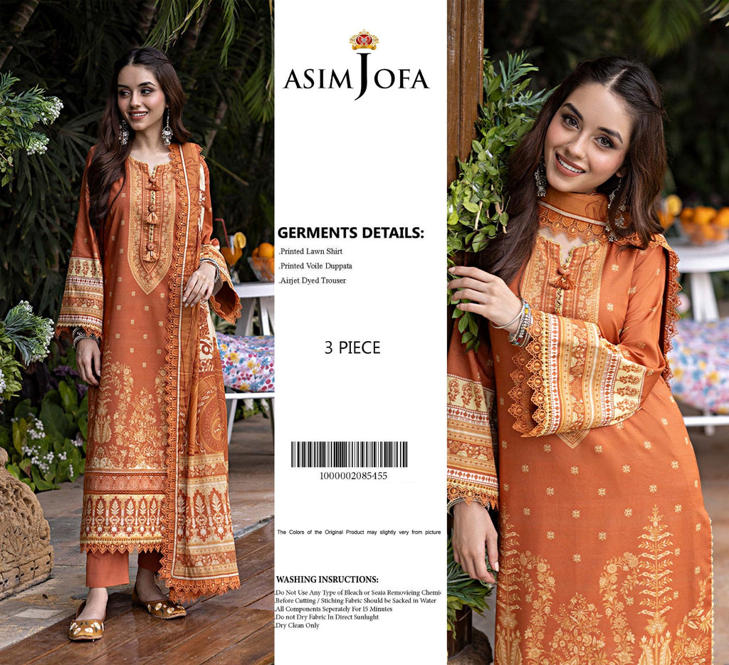Rust Elegance – 3 Piece Embroidered Lawn Set
