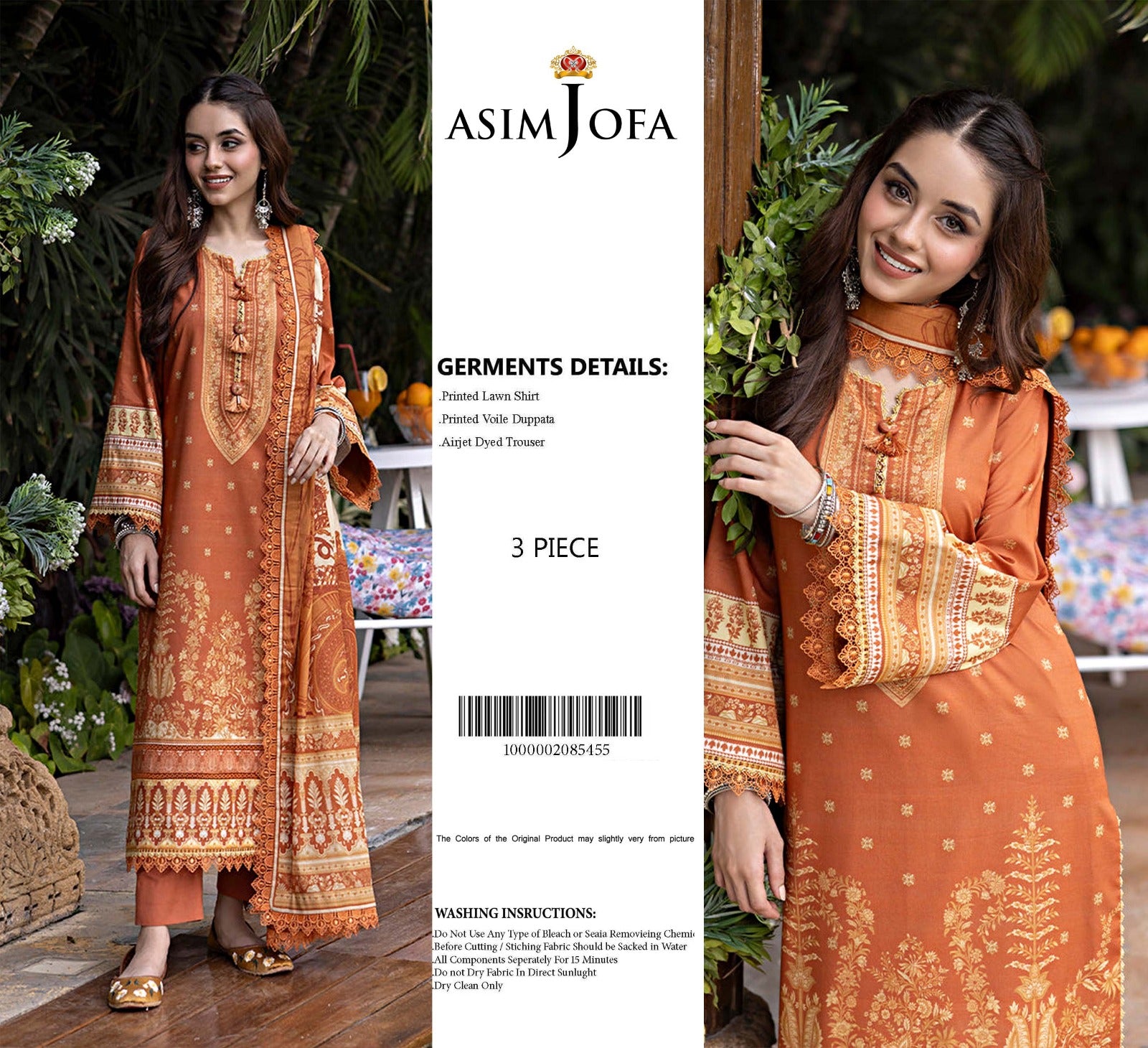 Rust Elegance – 3 Piece Embroidered Lawn Set