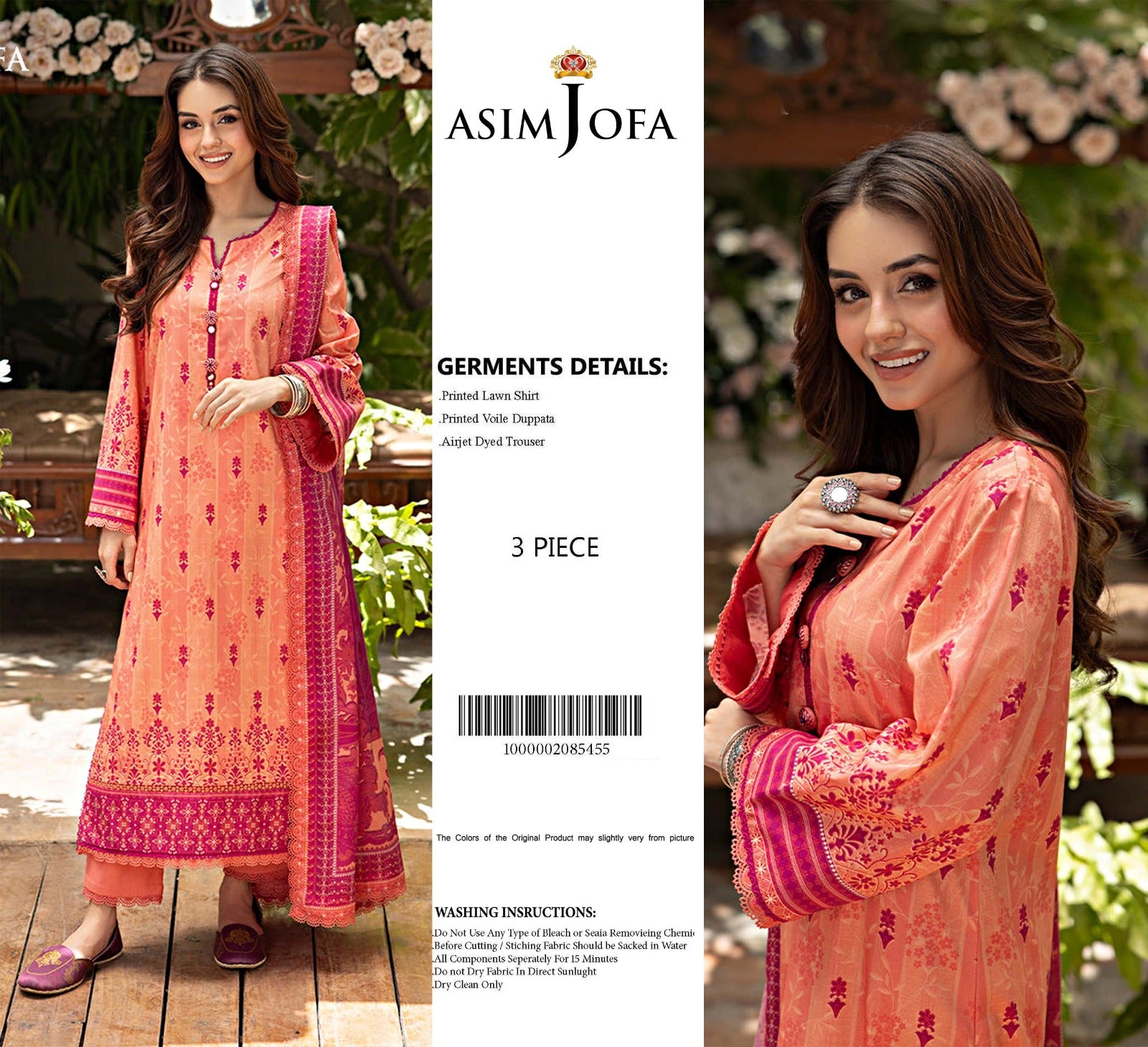 Sunlit Peach Elegance – 3 Piece Lawn Ensemble