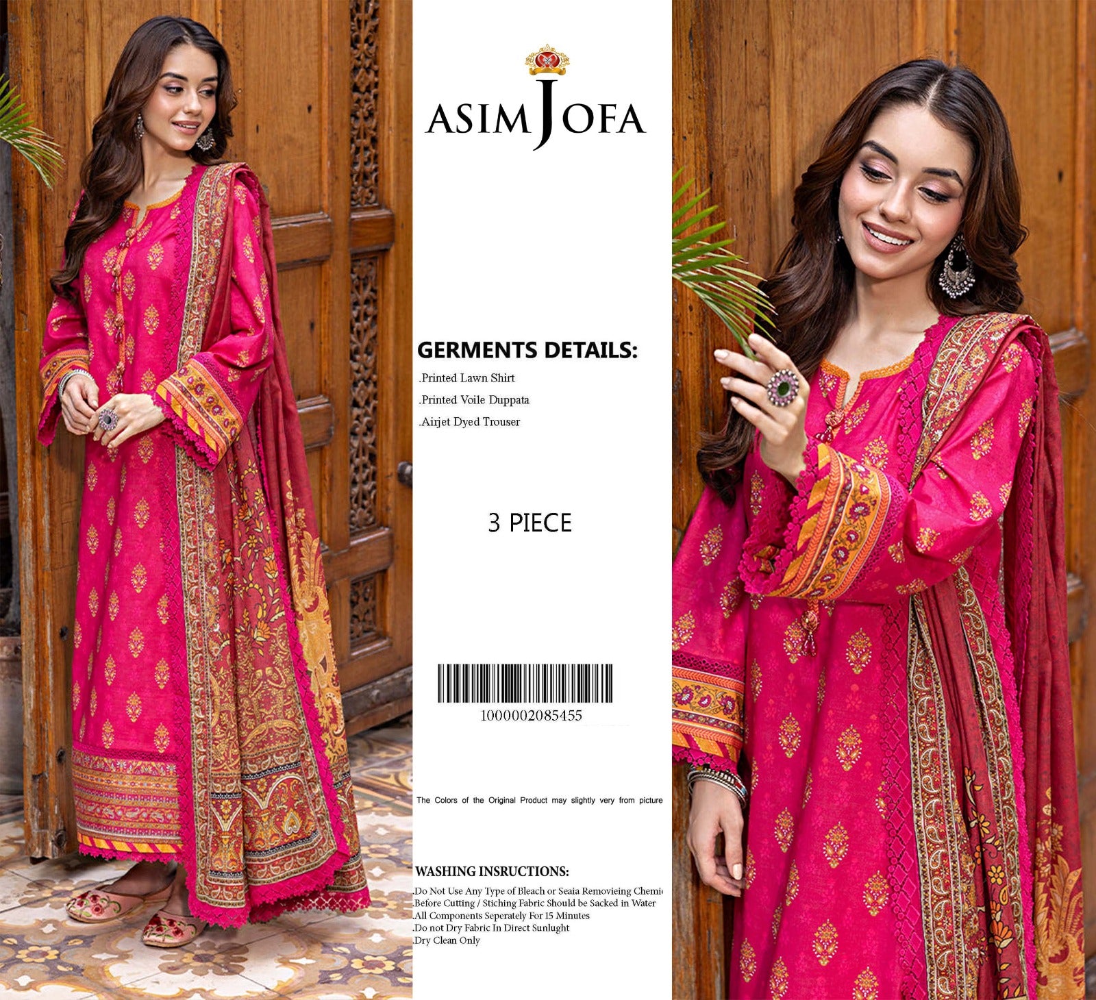 Zahra Radiance – Fuchsia Bloom 3 Piece Lawn Set