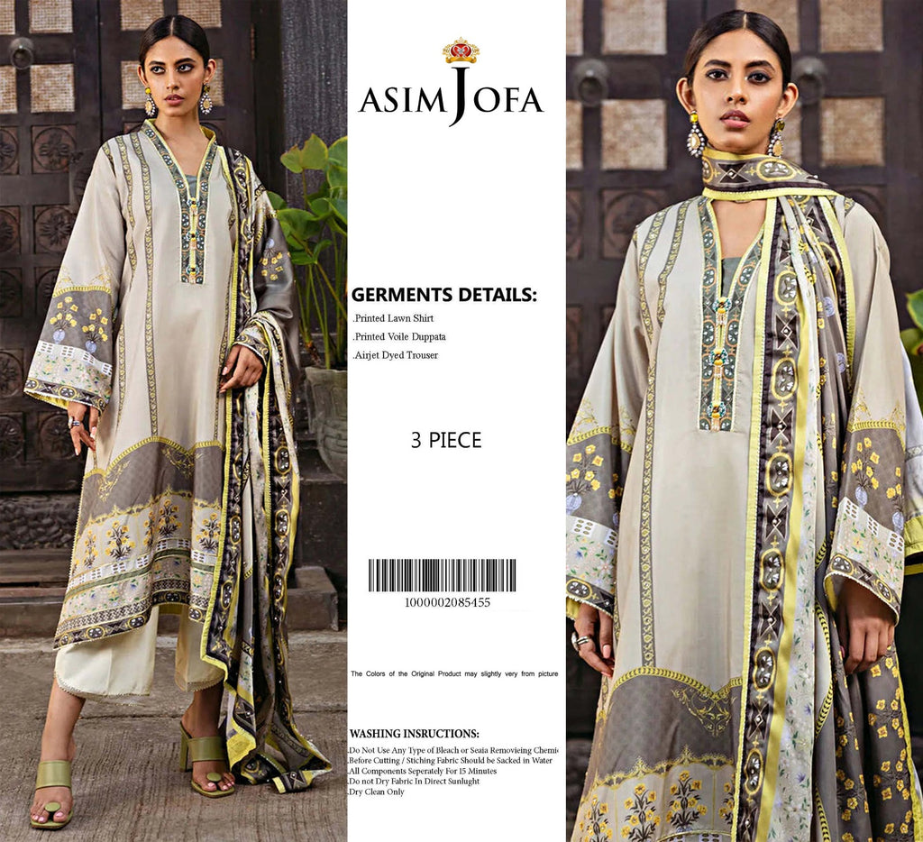 Elegant Beige Embroidered 3-Piece Lawn Suit