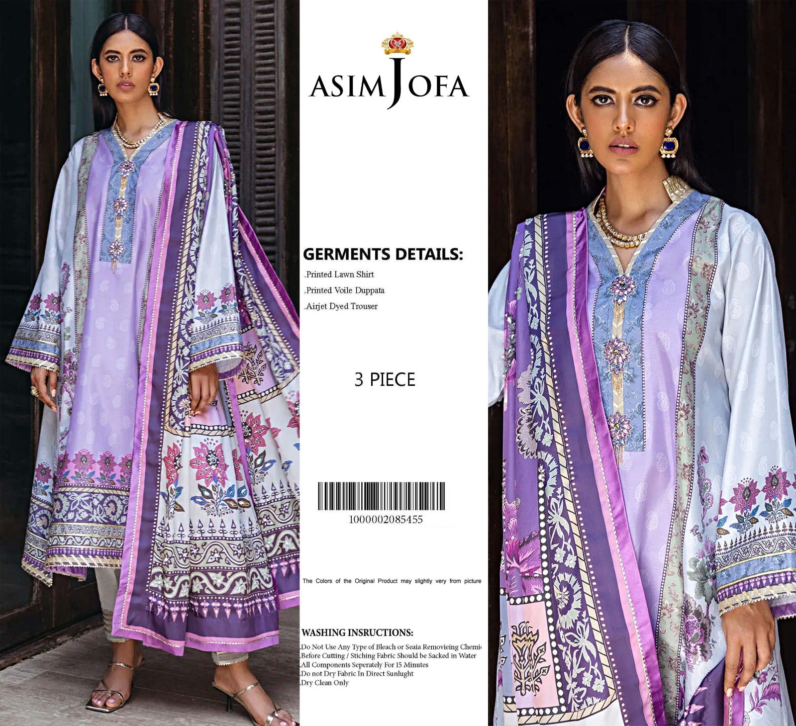 Elegant Lavender Heritage – Asim Jofa 3-Piece Ensemble