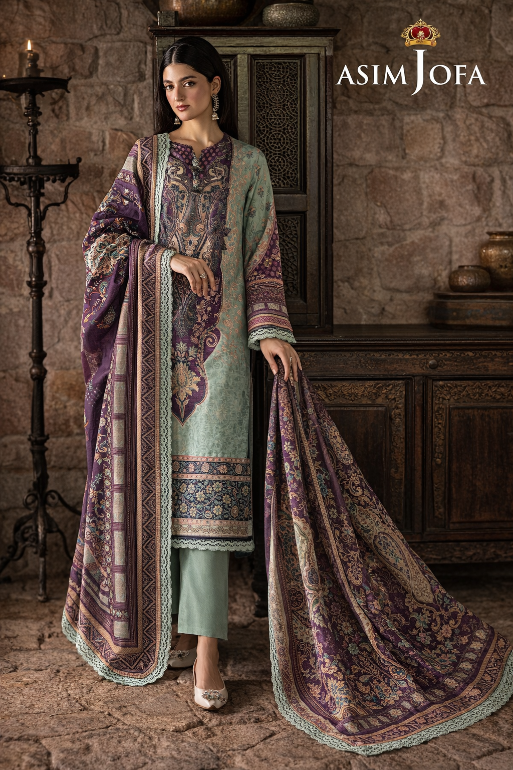 Emerald Whisper – Regal Mint & Royal Plum 3-Piece Ensemble