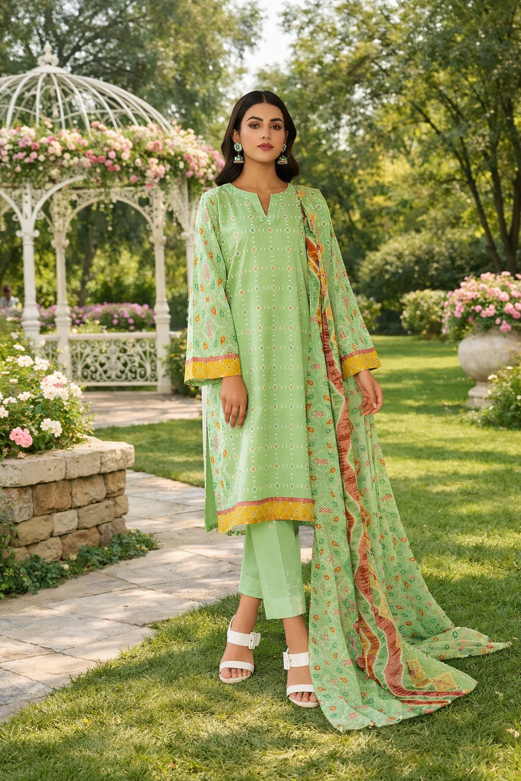 Garden Elegance in Pastel Green