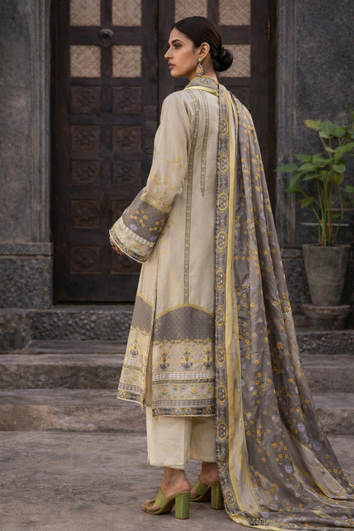 Elegant Beige Embroidered 3-Piece Lawn Suit